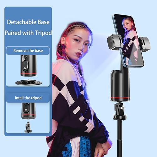 MQOUNY Auto Face Tracking Phone Holder, 360° Rotation Face Body Phone Tripod Smart Shooting Camera Mount with Rechargeable Remote and Light for Live Vlog Streaming Video, Rechargeable - Image 5