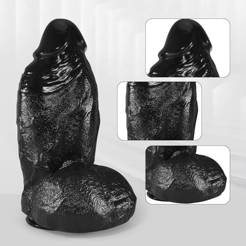 Image of Large Thick Realistic Dildo, Giant Dildos G-spot Anal & Vagina Stimulation for Women Men Players, Black Analdildo Massive Butt Plug Sex Toy for Advanced Player