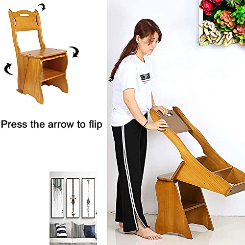 Chaise d'échelle de bibliothèque pliante en bois à 4 marches - 4