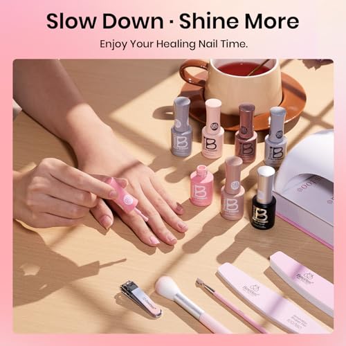 Image of Beetles Stay Shining 23 Pcs Gel Nail Polish Kit with UV Light, 12 Color Nail Manicure Studio Kit Cozy Elegance and Base Gel Glossy &Matte Top Coat Cuticle Oil & Nails Tools, DIY Salon-Quality at Home