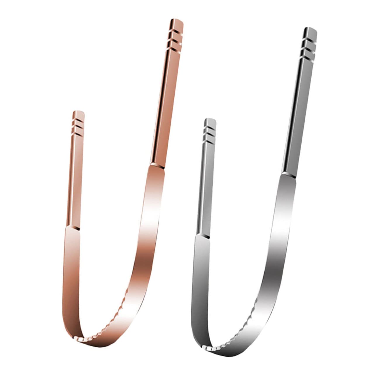 WOFASHPURET 2Pcs Stainless Steel Tongue Scrapers for Oral Care Portable Breath Freshening Tool with Ergonomic Design Dual Sided Tongue Cleaners for Men Women Oral Health