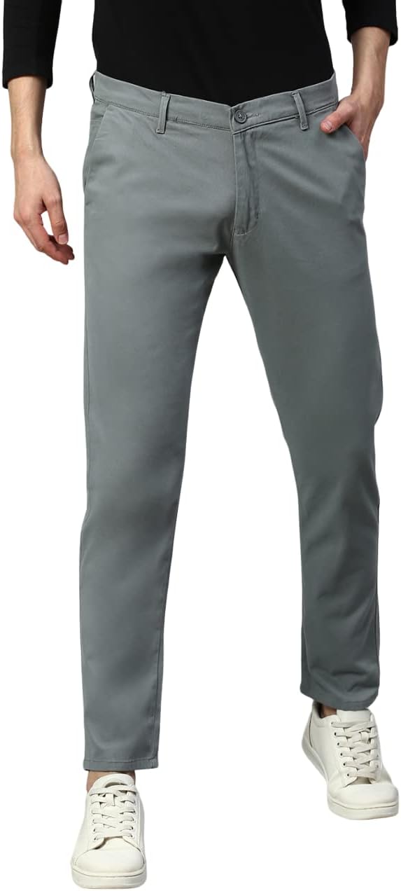 Men's Aqua Cotton Solid Chinos Trouser (B101_Aqua_36)