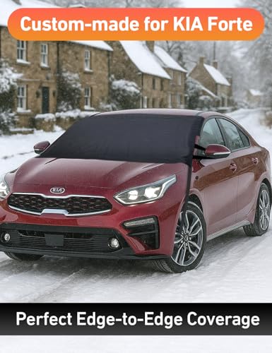 Image of EcoNour Car Snow Cover Compatible for Kia Forte | Windshield Cover for Ice and Snow with S-Hook Straps | Heavy-Duty 600D Oxford Winter Car Cover, Waterproof & Anti-Slip