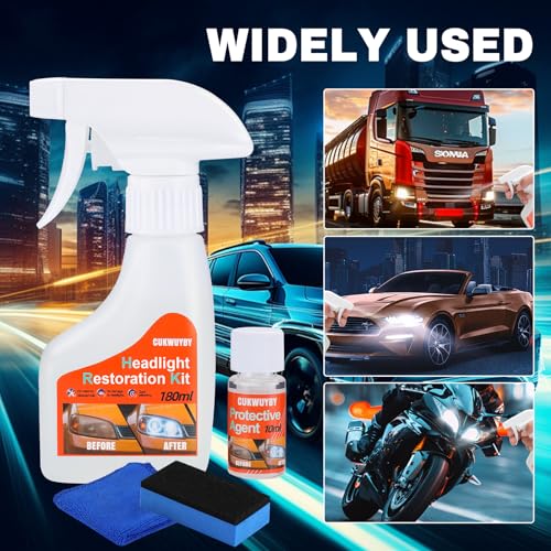 Headlight Restoration Kit Headlight Cleaner Head Light Cleaner Removing Yellowing Oxidized with Headlight Cleaner Coating Agent Sponge Towel (Scratches & Damages Cannot be Repaired) - Image 6