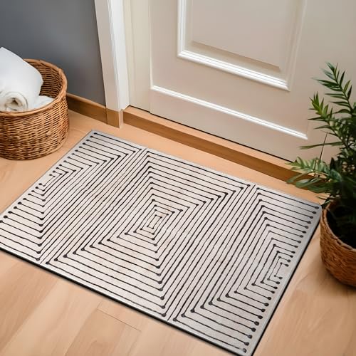 Rugshop Marbella Bohemian Stripes Washable Non Slip Area Rug 2' x 4' Beige