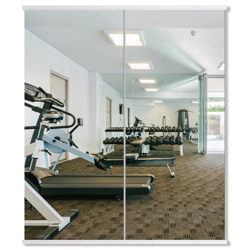 Delma Large Full Body Mirror for Yoga, Frameless Wall-Mounted Glass Panel (60"x25"-White) 2PCS for Home, Garage, Bedroom & Bathroom