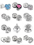 Lovglisten 12pcs Mixed Random 18mm Mom Mothers Day Gift Snap Button Jewelry Charms DIY Accessories (mom-12pcs)