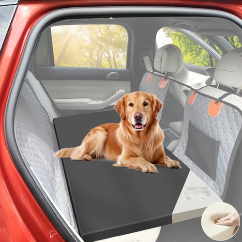 ESCRODOI Dog Car Bed for Back Seat Cover, Supportive Foam Pet Mat Cushion for Car Backseat Extender with Removable Cover, Common Size for Sedan, SUV & Truck, Easy Clean