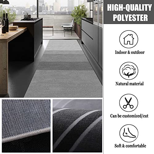 Tapis de couloir moderne gris géométrique 60x800 cm lavable