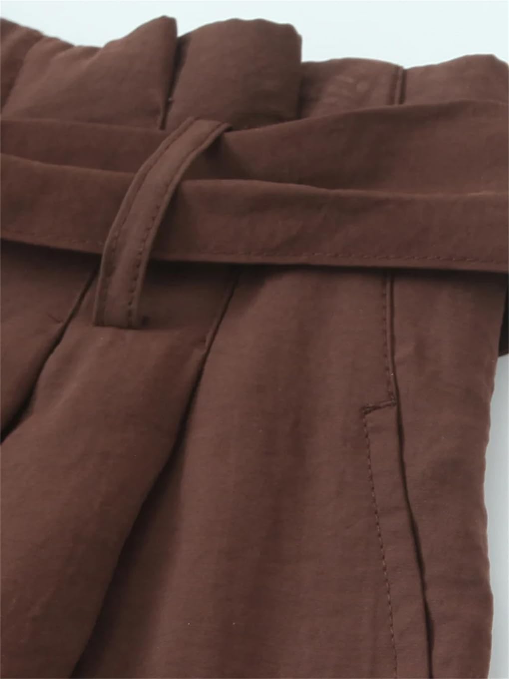 Women's Belt Pleated Vintage High Elastic Waist Wide Leg Pants