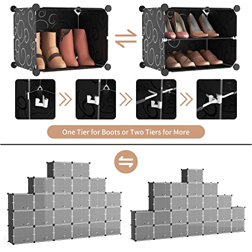 Image of ROJASOP Shoe Storage Cabinet, 12-Tier Shoe Organizer 96 Pairs Extra Large Plastic Shoe Rack with Covers Portable Shoe Rack Organizer with Doors Big Shoe Rack for Closet Entryway Bedroom