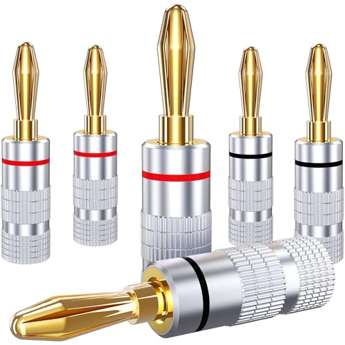 Banana Plugs para Altavoces 4mm 6 Piezas Oro miniatura 1