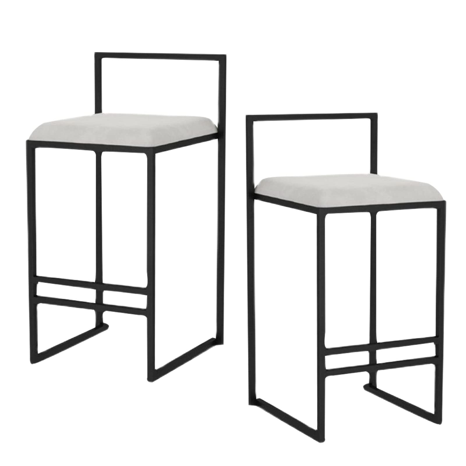 Tabourets de bar lot de 2 blanc contre le mal de dos avec dossier et repose-pieds