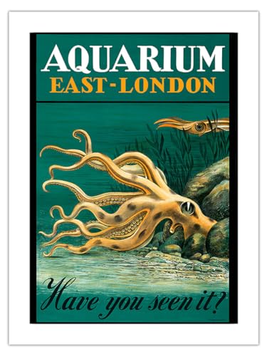 The East-London Aquarium - South Africa - Have you seen it? - Octopus - Vintage Travel Poster by H. Haüsaman c.1939 - Fine Art Matte Paper Print (Unframed) 18x24in