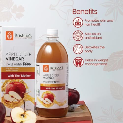 Image of Krishna's Apple Cider Vinegar With The Mother, Raw, Unfiltered & Unpasteurized For Improve Digestion & Boosts Metabolism - 500 ml (Pack of 1)
