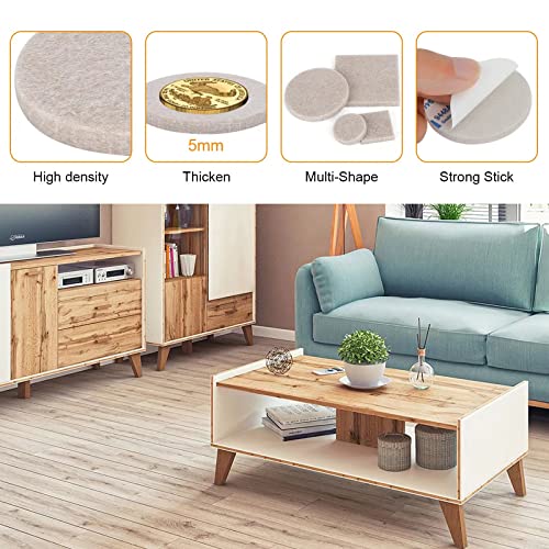 64PCS Felt Furniture Pads 5mm Thicken Furniture Floor Protectors Felt Pads for Furniture (50mm+25mm) Anti Scratch Floor Protectors for Chair Leg Furniture Feet Wood Floor Protectors - Image 3