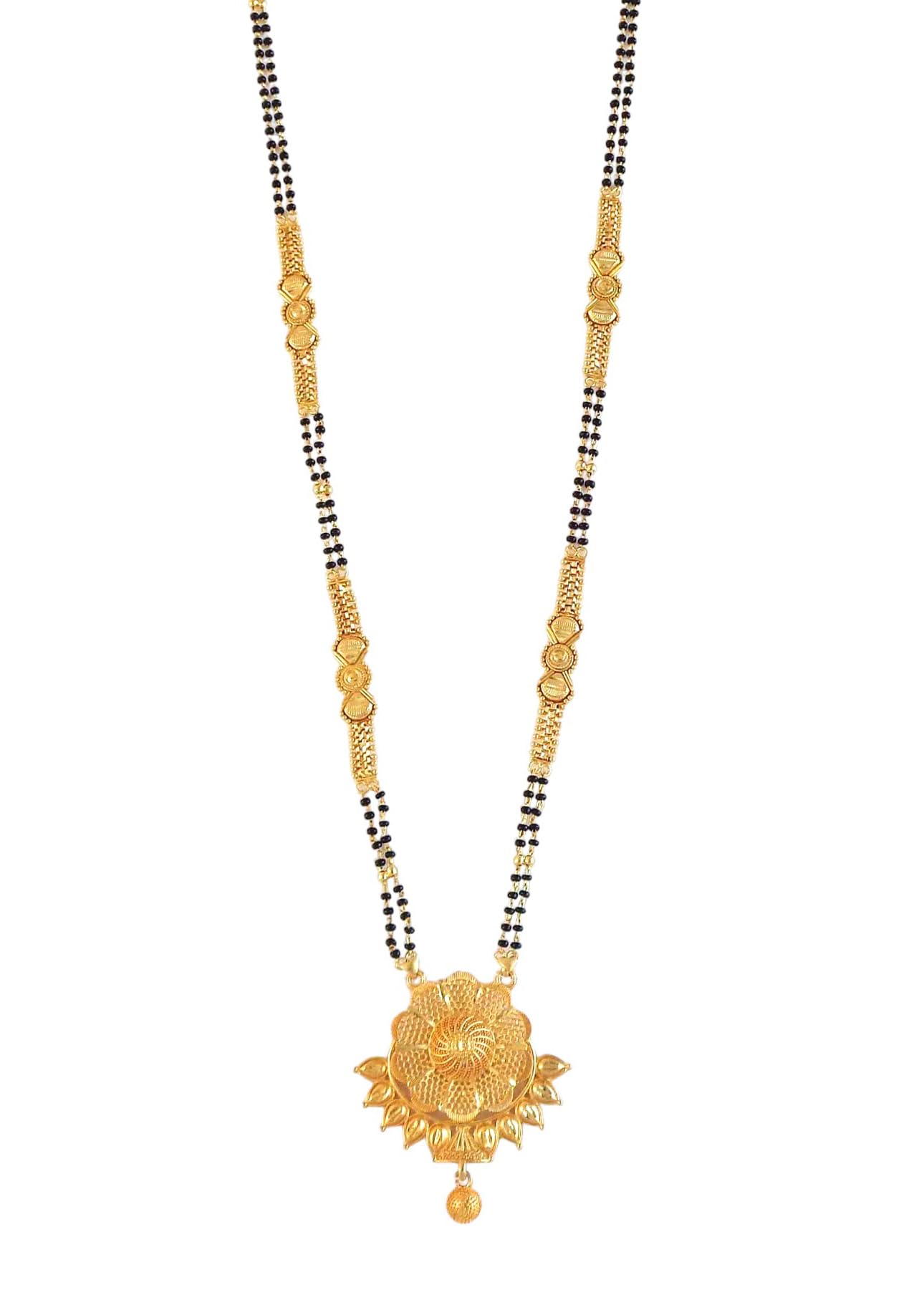 Designer Gold Plated 2 Line Long Chain Black Beads Mangal Sutra Tali/Tanmaniya/Nallapusalu/Mangalsutra for Women-image-30