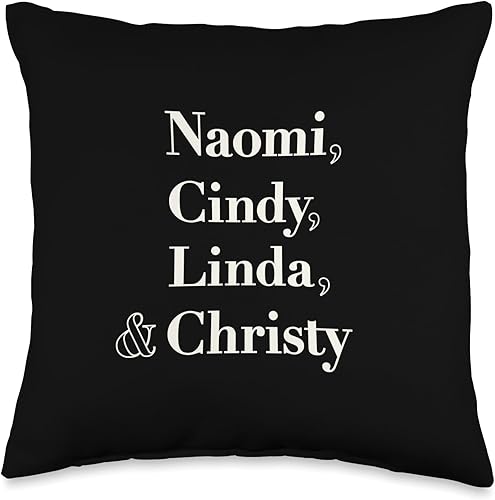 90s Supermodels Glam Nostalgia Naomi, Cindy, Linda, Christy-90s Supermodels - Almohada de 16 x 16 pulgadas, multicolor