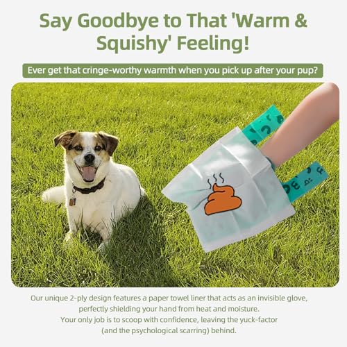 Image of 2-Ply Dog Poop Bags with Paper Towels-50 Pieces-Ultra Thick and Leakproof Pet Waste Pick-up Bags-no more warm & yuck feeling