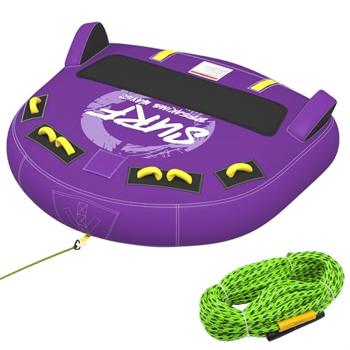 UPHYB 3-Person Deck Towable Tubes for Boating with Winged Side Bolsters and Towable Rope, Padded Bolster Guard Handles & Quick-Connect Tow Point