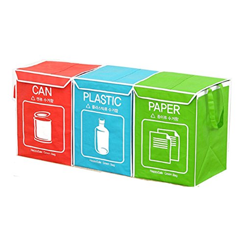 Recycle bin Separate Bag Wastebaskets Trash Can Compartment with Cover and Inner Frame