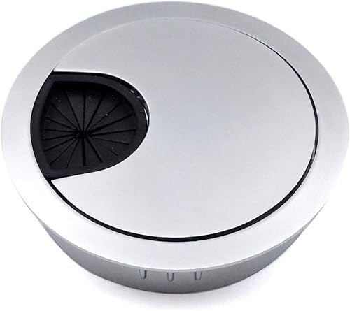 Jetland Ojal de escritorio para organizador de cables, plata mate, se adapta a agujeros de 2 pulgadas, GMS53, paquete de 5