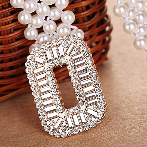 Women Waist Decoration Casual Metal Buckle Waistband Thin Waist Strap Elastic Pearl Belt Trouser Dress Belts3