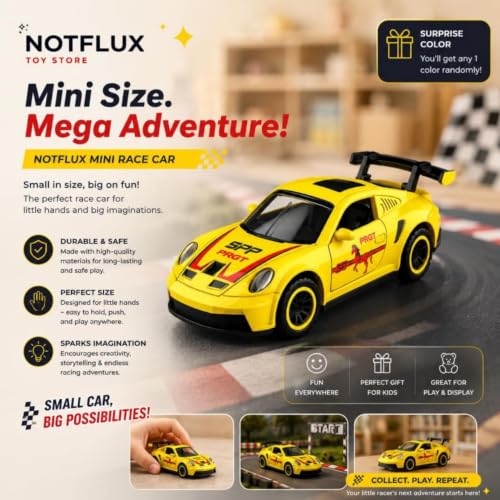 Image of 1:64 Scale Yellow Die Cast Metal Sports Car Model Toy Premium Collectible Miniature Replica with Realistic Detailing, Smooth Free Rolling Wheels for Display, Collection and Gift