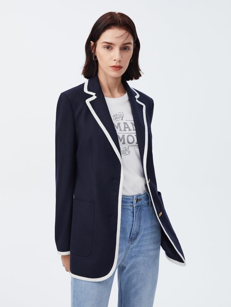 Donna Blazer con Risvolto a tacca Giacca da Abito Casual da Cerimonia con Due Bottoni