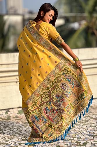 Image of SGF11 Women's Kanjivaram Pure Soft Silk Saree With Unstitched Blouse Piece
