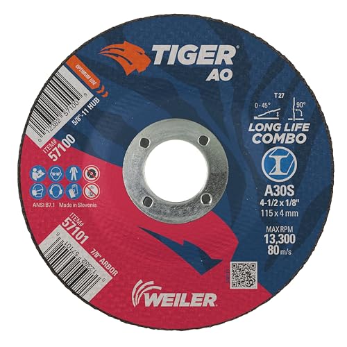 Weiler Tiger Type 27 meule mixte robuste de 4 1/2 pouces longévité accrue