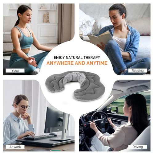 Microwavable Weighted Heating Pad for Neck and Shoulders with Aromatherapy and Hot/Cold Compress, Grey