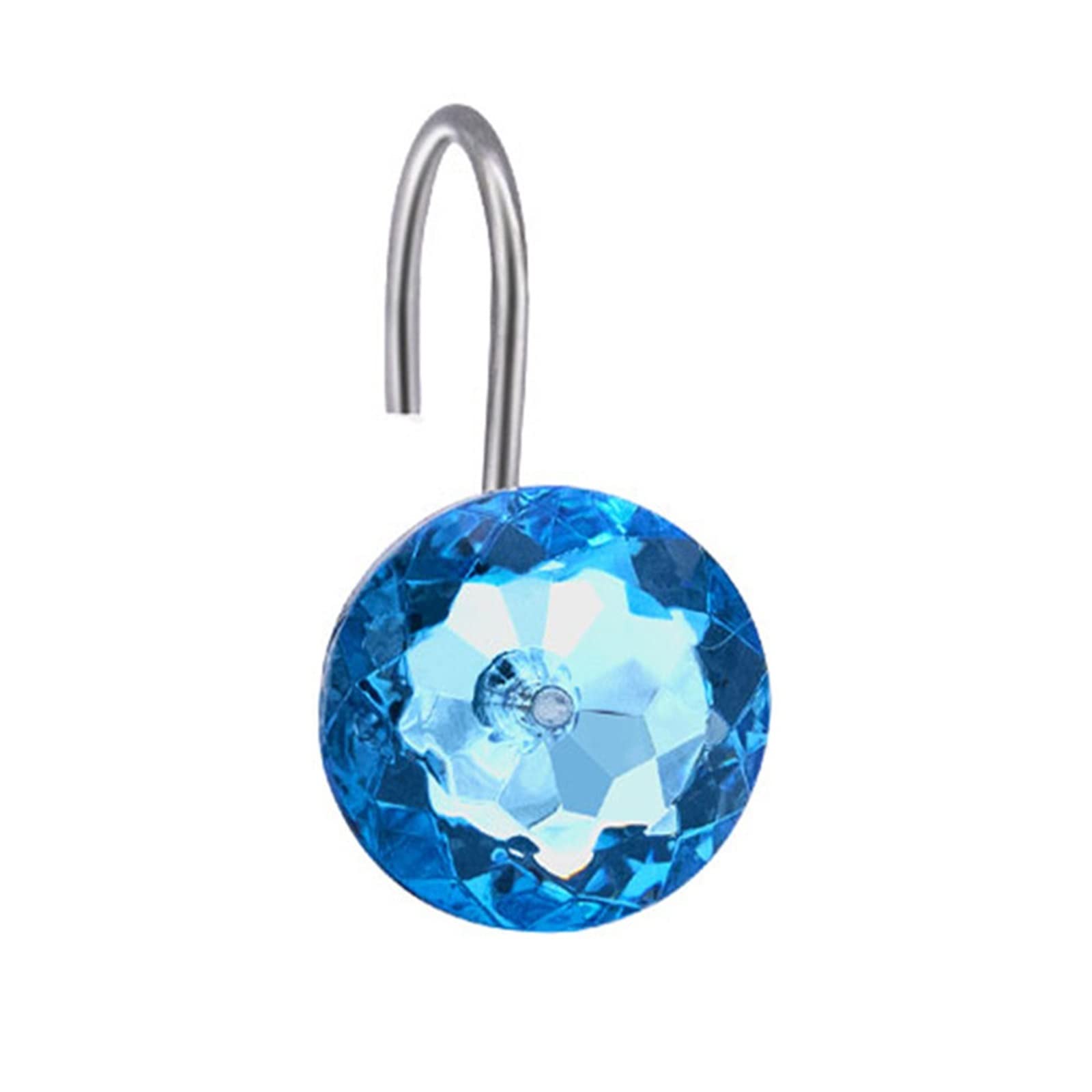 yaoqijie - Gancio per tenda da doccia con strass, in acrilico, 12 pezzi, per tenda da doccia da bagno, con fibbie decorative per finestre, accessori duraturi (colore: blu, lunghezza: 62 x 30 mm)