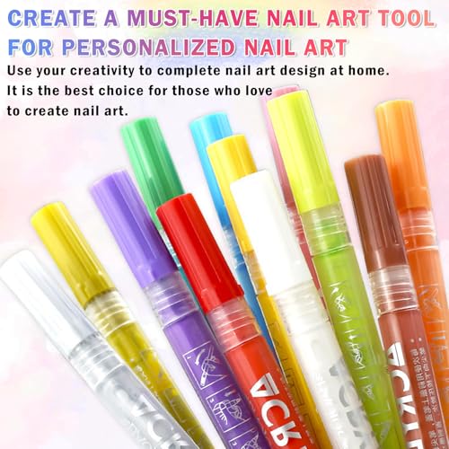 Image of IONSGAKO 18 Colors Nail Art Pens Set, Nail Polish Markers Pens Quick Dry | 3D Acrylic Paint Nail Art Markers for Nails Drawing Painting Dotting Liner, Home DIY Nail Art Design Kit Manicure Tools