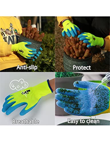 Donfri 3 works Kids Gardening Gloves Safety Work Gloves Waterproof Natural Latex Childrens Gloves for Girls Boys,Kindergarten - Image 4