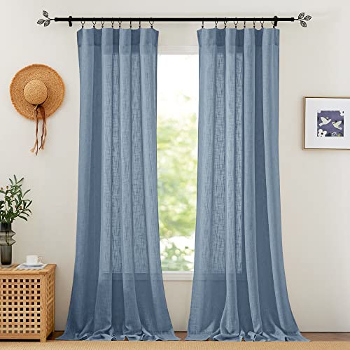 RYB HOME Semi Sheer Curtains 95 inches Long for Living Room Windows