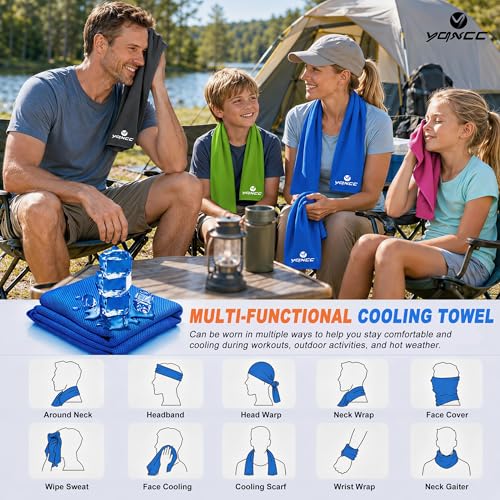 Image of YQXCC 4 Pack Cooling Towels (47 inchx12 inch), Ice Cool Towels for Neck & Face | Soft Breathable Microfiber, Instant Cooling Neck Wraps, Ideal for Yoga, Golf, Gym, Running, Camping & Hot Weather
