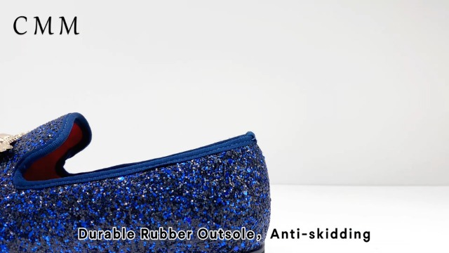 Amazon.com | CMM Shiny Slip On Metallic Glitter Loafers for  display picture 2