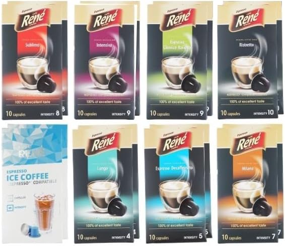 [24箱(240カプセル) 8種アソート各3箱セット]ネスプレッソ 互換カプセル Rene ポーランド産 カプセルコーヒー 正規品