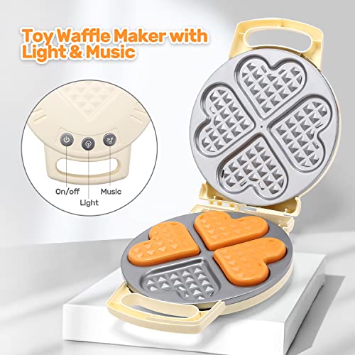 CUTE STONE Toy Tea Set for Kids, 42 PCS Tea Party Set for Girls Toddlers, Toy Waffle Maker with Light & Music, Including Dessert Cake, Teapot, Play Food for Kitchen Set, Gift for Birthday Christmas - Image 3