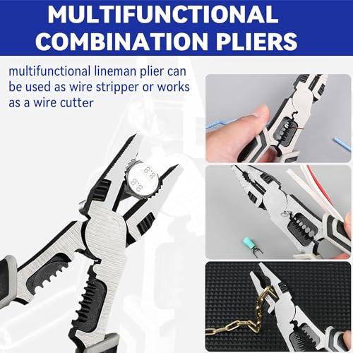 Image of 5 in 1 Multipurpose Electrician Plier /Cutting Plier with Gripping, Wrench, Wire Cutter, Crimping Tool & Wire Stripper Fuction (Chrome Vanadium Forged (Steel, Silver) (PACK OF 1)