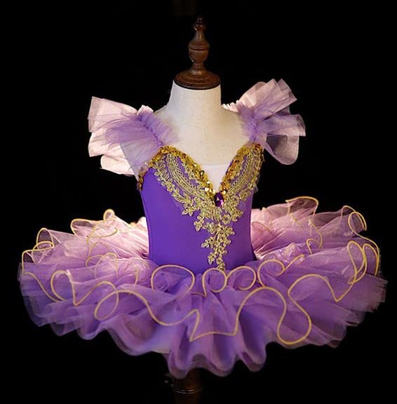 Robe tutu de ballet fille aubergine pour cours de danse classique 130 cm - 4