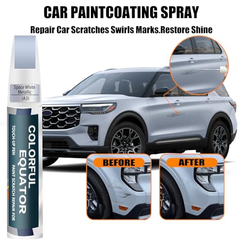 Image of A3 Space White Metallic Touch Up Paint for Ford, Car Paint Pen Scratch Repair Two-In-One Touch Up Paint, Premium Car Scratch Remover for Deep Scratches