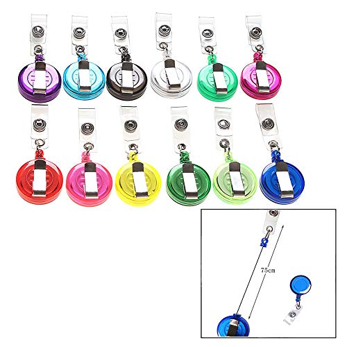 Iwobi 12 pezzi Porta Badge Retrattile,Moschettone