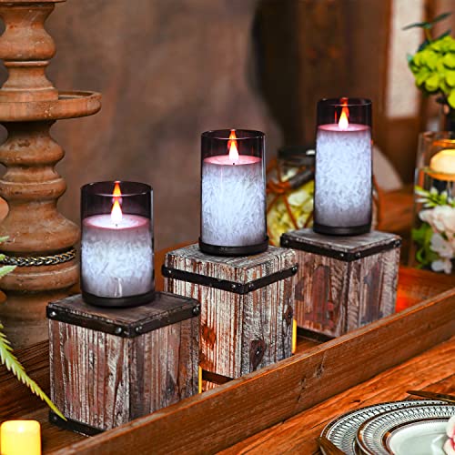 Homemory Grey Flameless Candles, Battery Operated Candles, Electric Fake Led Pillar Candles, Remote And Timers, Made Of Acrylic And Wax, Yellow And Purple Glow #TOP4