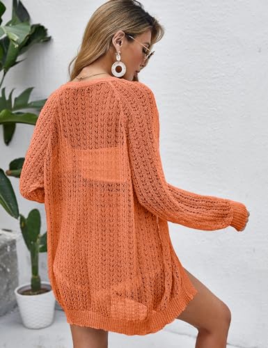 Image of Women Crochet Lightweight Cardigan Cover Up Open Front Long Sleeve Summer Cardigans