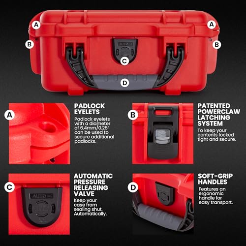 Image of NANUK 904 Waterproof First Aid Box Empty with Lid Organizer & Dividers - Durable Medical First Aid Organizer Case, IP67-Rated, Dustproof, Impact-Resistant, Floats (10.2 inch x 7.9 inch x 4.5 inch) - Red