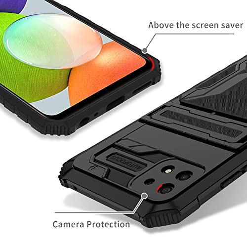 Celero 5G Phone Case Boost Mobile, Samsung Galaxy A22 5G Case, Niuuro Wallet Case With Credit Card Holder Stand Kickstand Slim Rugged Shockproof Heavy Duty Defender Armor Protective Phone Case - Black #TOP3