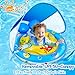 Baby Swim Float with UPF50+ Removable Canopy​, Add Tail Airbag, Extra-Wide & Adjustable Safety Seat, Baby Pool Float for 6-36 Months Toddler Float with Bell Sound, Sun Protection (Infant Water Safety)