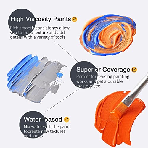 Colorful Acrylic Painting Kit - Paint Supplies Set With 24 Colors, 30 Brushes, 5 Canvases, 1 Pad, 2 Palette, 2 Sponge & 1 Wood Easel - Art Acrylic Paint Set For Beginners, Kids, Adults #TOP7